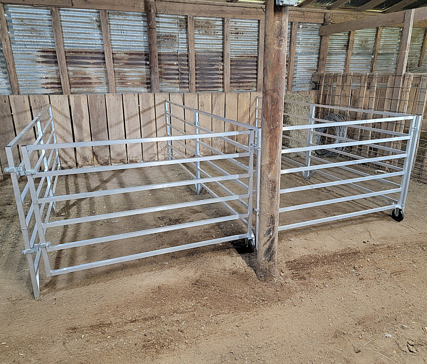 Premium Aluminum 5 Ft X 10 Ft 6 Rail Wall Mounted Starter Stall Kit & or Add-On Stall Kit for Sheep & Goats - Homesteading Supplies for Quail Enthusiasts