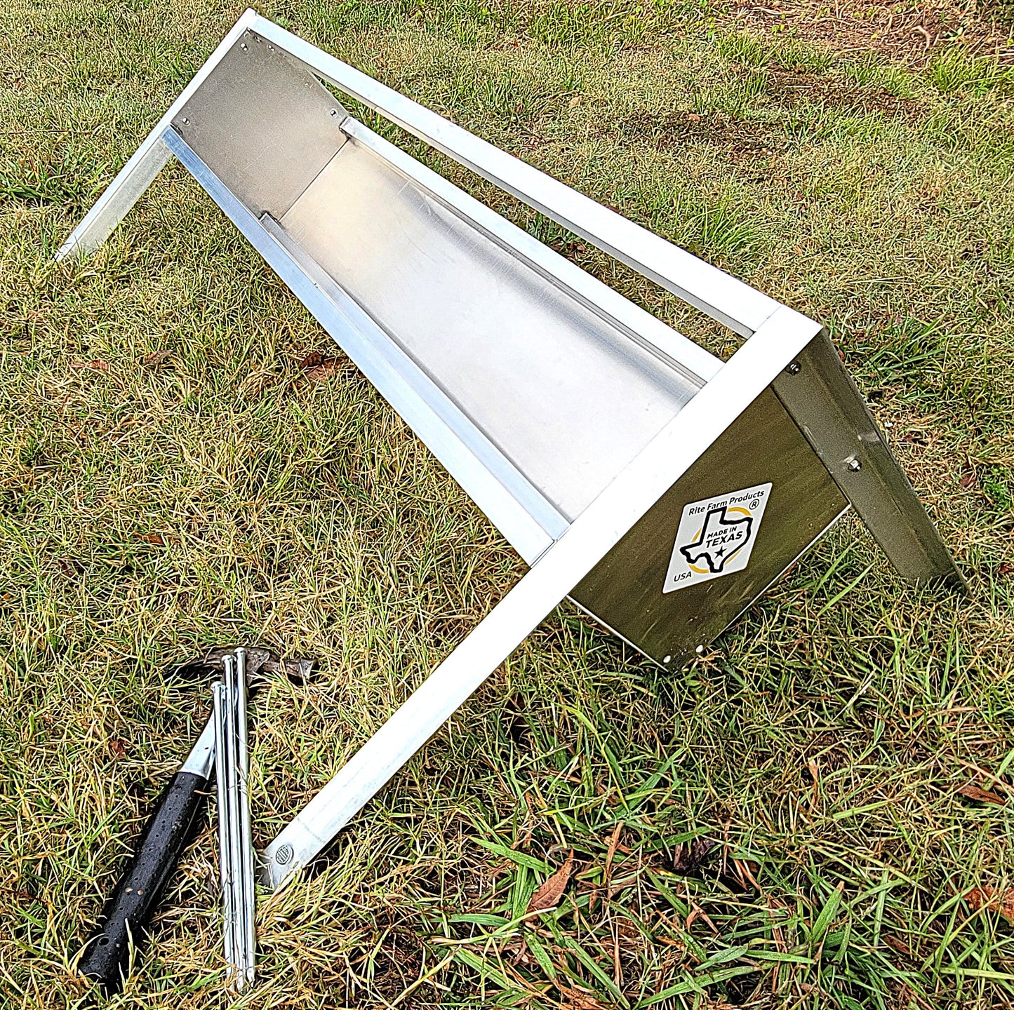 Premium 48 Inch 4 Ft Welded Aluminum Sheep & Goat V Trough Feeder with Anchors USA Made - Homesteading Supplies for Quail Enthusiasts