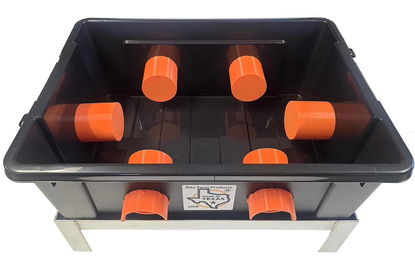 USA Made 50lb Capacity 6 Port Automatic Chicken Feeder with Welded Aluminum Poultry Stand