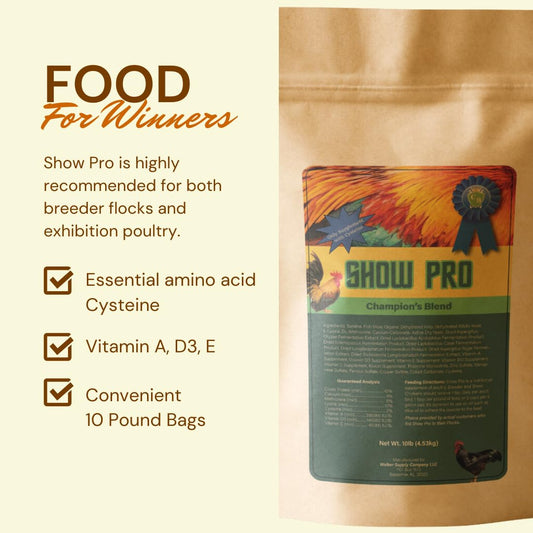 Show Pro Poultry Supplement, 10LB Bag - Boosts Health & Performance for Breeders, Exhibitors