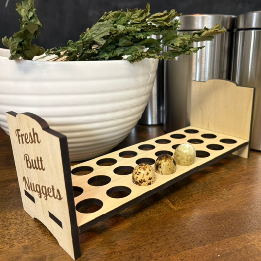 Premium Counter Top Quail Egg Holder - Fresh Butt Nuggets - Quail Gifts for Quail Enthusiasts