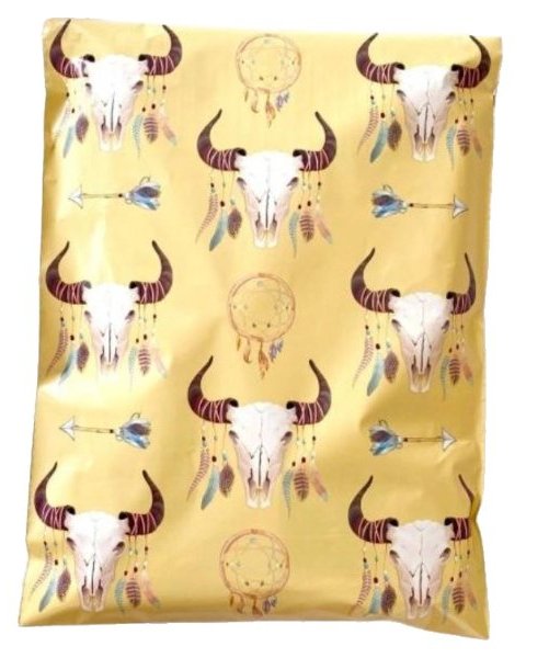 Premium Boho Bull Western Poly Mailers Size 10x13 Colorful Shipping Bags - Packaging Materials for Quail Enthusiasts