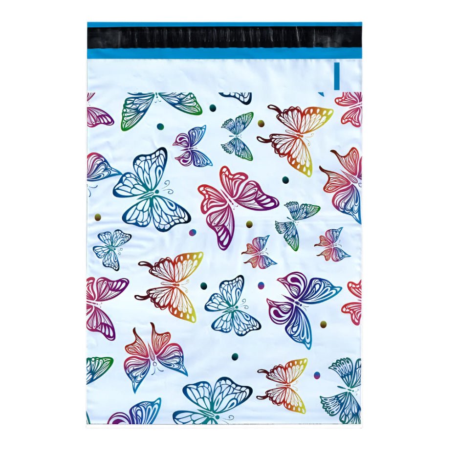 Premium Butterfly Poly Mailers Size 6x9 Shipping Bags Rainbow Butterflies - Packaging Materials for Quail Enthusiasts