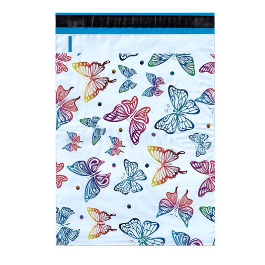 Premium Butterfly Poly Mailers Size 6x9 Shipping Bags Rainbow Butterflies - Packaging Materials for Quail Enthusiasts