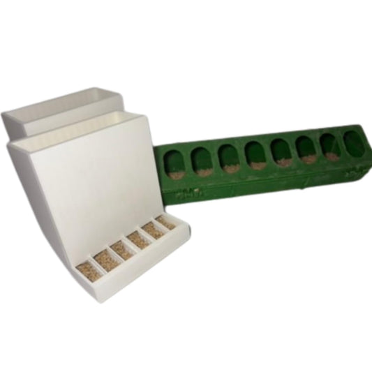 Button Quail Feeders (2), Adjustable Spill-Resistant Design Made in USA