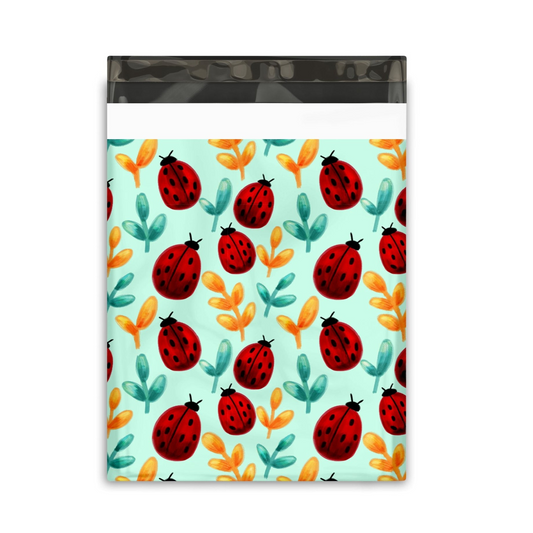 Premium Lady Bug Poly Mailers Size 10x13 Spring Shipping Bags - Packaging Materials for Quail Enthusiasts