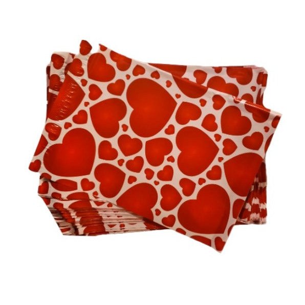 Premium Red Heart Poly Mailers Size 10x13 Colorful Shipping Bags Red - Packaging Materials for Quail Enthusiasts