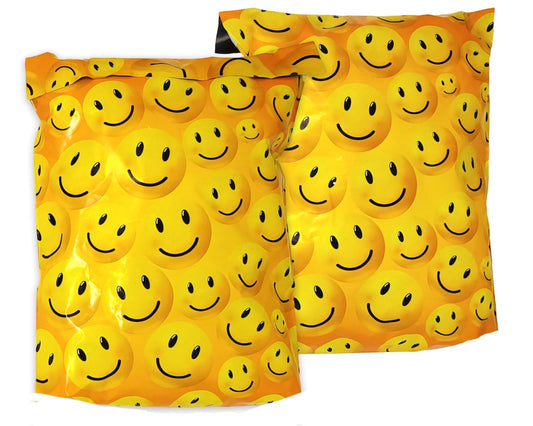 Premium Smiley Face Poly Mailers Size 10x13 Emoji Shipping Bags - Packaging Materials for Quail Enthusiasts