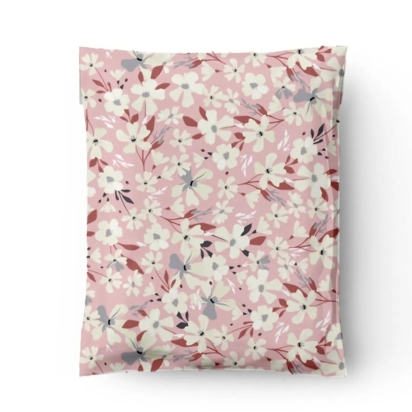 Premium Spring Pink White Flower Poly Mailers Size 7.5x10.5 Shipping Bags - Packaging Materials for Quail Enthusiasts