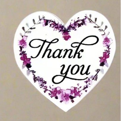 Premium Thank You Stickers 1.5 inch 500 Count Per Roll Pink Flowers Heart Shaped Shipping Supplies - Packaging Materials for Quail Enthusiasts