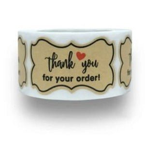 Premium Thank You Stickers 1.5x2 Inch 260 Count Per Roll Rectangle Kraft Brown Shipping Supplies - Packaging Materials for Quail Enthusiasts