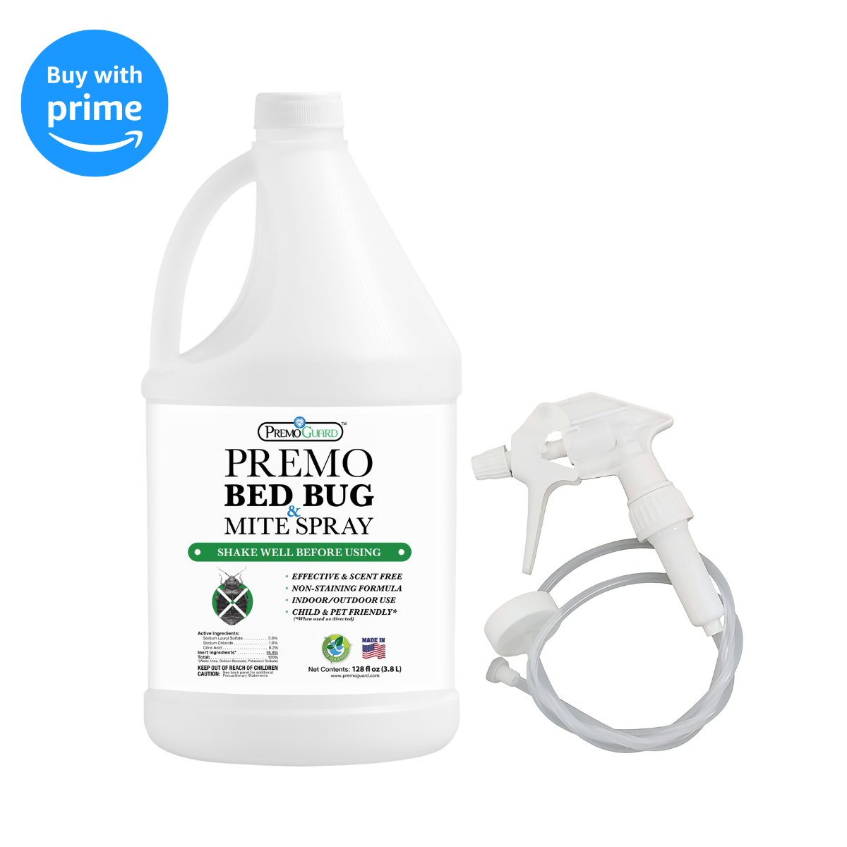 Bed Bug & Mite Killer Spray 128 oz | Natural & Non-Toxic | Premo Guard