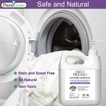 Premium Bed Bug & Mite Killer Laundry Additive - 128 oz - All Natural Non-Toxic - By Premo Guard - Homesteading Supplies for Quail Enthusiasts