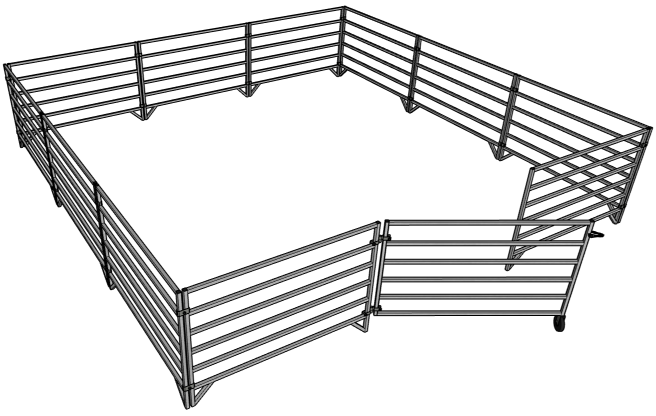 Premium 12 Pack of Aluminum 5 Ft Long 6 Rail 40" Tall Sheep & Goat Panels (11 Panels & 1 Gate Panel) - Homesteading Supplies for Quail Enthusiasts