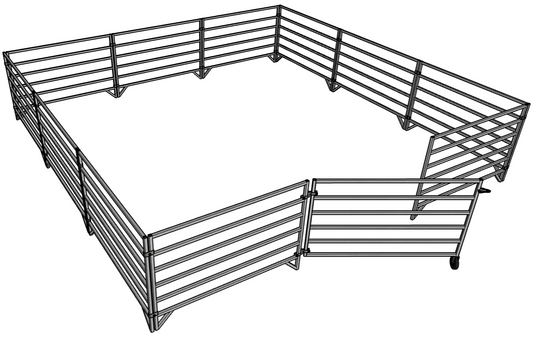 12 Pack of Aluminum 5 Ft Long 6 Rail 40" Tall Sheep & Goat Panels (11 Panels & 1 Gate Panel)