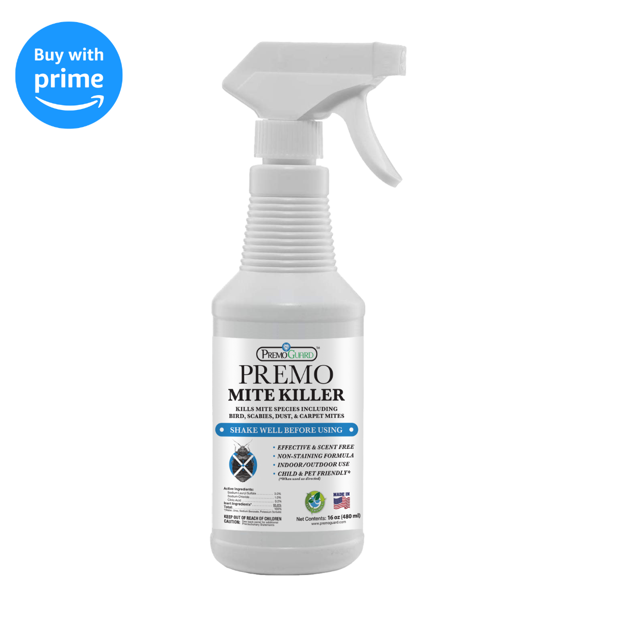 Premium Mite Killer Spray - All Natural Non-Toxic - By Premo Guard - Bird Keeping Supplies for Quail Enthusiasts