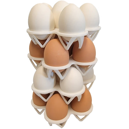 Premium 4 Pack of Rite Farm Products 6 Chicken Egg Poly Stacking Trays For 24 Eggs Total - Bird Keeping Supplies for Quail Enthusiasts