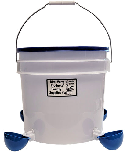 Premium 3.5 Gallon Automatic Chicken Waterer With 4 Heavy Duty Auto Fill Drinker Poultry Cups - Bird Keeping Supplies for Quail Enthusiasts