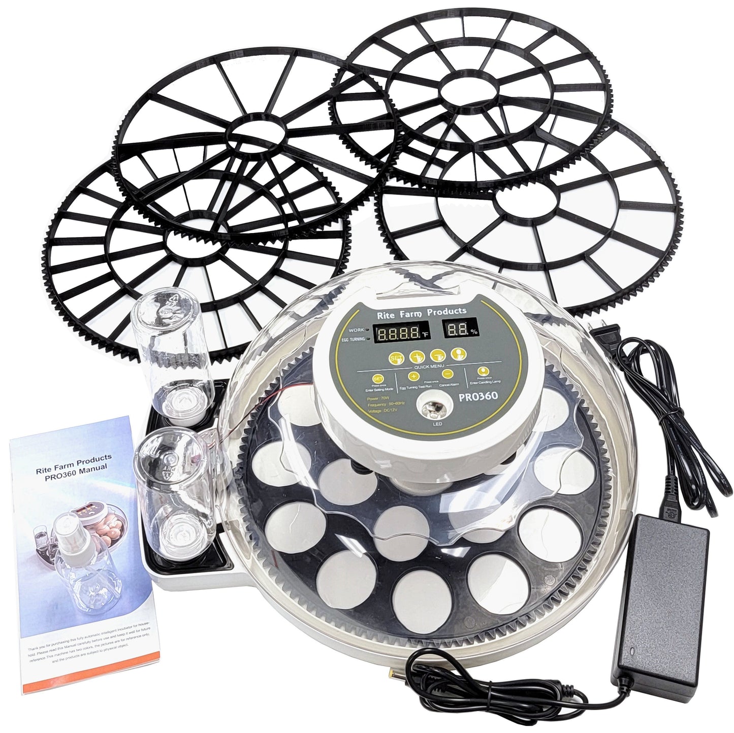 Premium PRO 360 Rite Farm Products 21 Chicken Egg Incubator & or Optional Egg Turner Trays - Bird Keeping Supplies for Quail Enthusiasts