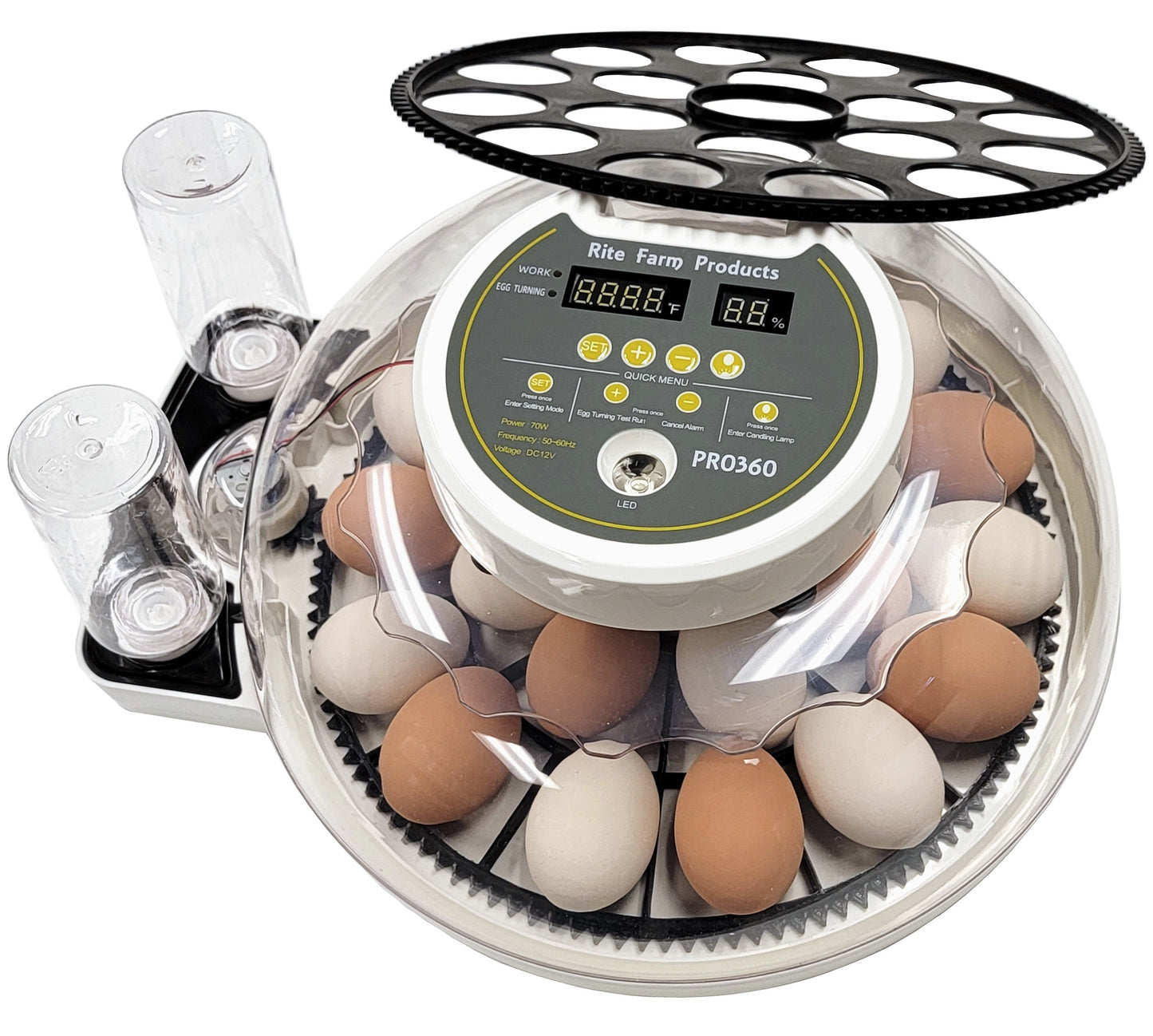 Premium PRO 360 Rite Farm Products 21 Chicken Egg Incubator & or Optional Egg Turner Trays - Bird Keeping Supplies for Quail Enthusiasts