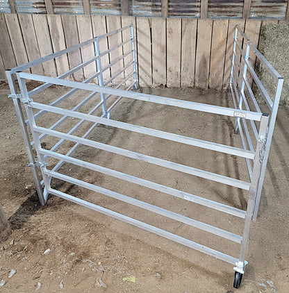 Premium Aluminum 5 Ft X 10 Ft 6 Rail Wall Mounted Starter Stall Kit & or Add-On Stall Kit for Sheep & Goats - Homesteading Supplies for Quail Enthusiasts