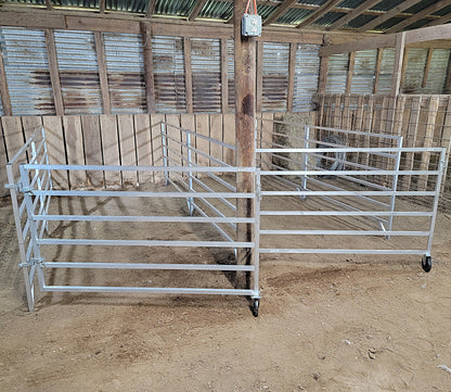 Premium Aluminum 5 Ft X 10 Ft 6 Rail Wall Mounted Starter Stall Kit & or Add-On Stall Kit for Sheep & Goats - Homesteading Supplies for Quail Enthusiasts