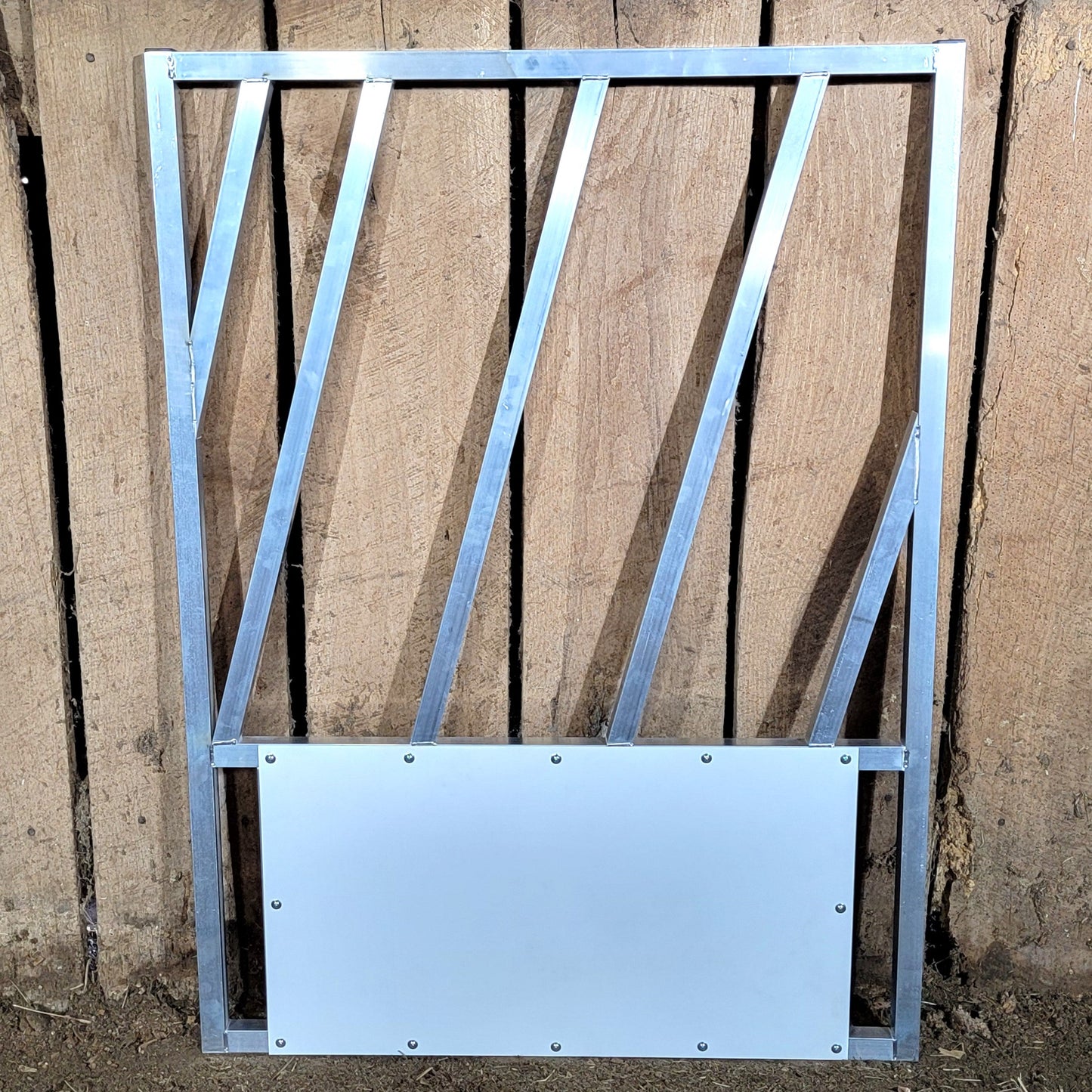 Premium 4 Pack of Aluminum 30" Long by 40" Tall Sheep & Goat Slant Bar Feeding Panels Square Hay Feeder - Homesteading Supplies for Quail Enthusiasts