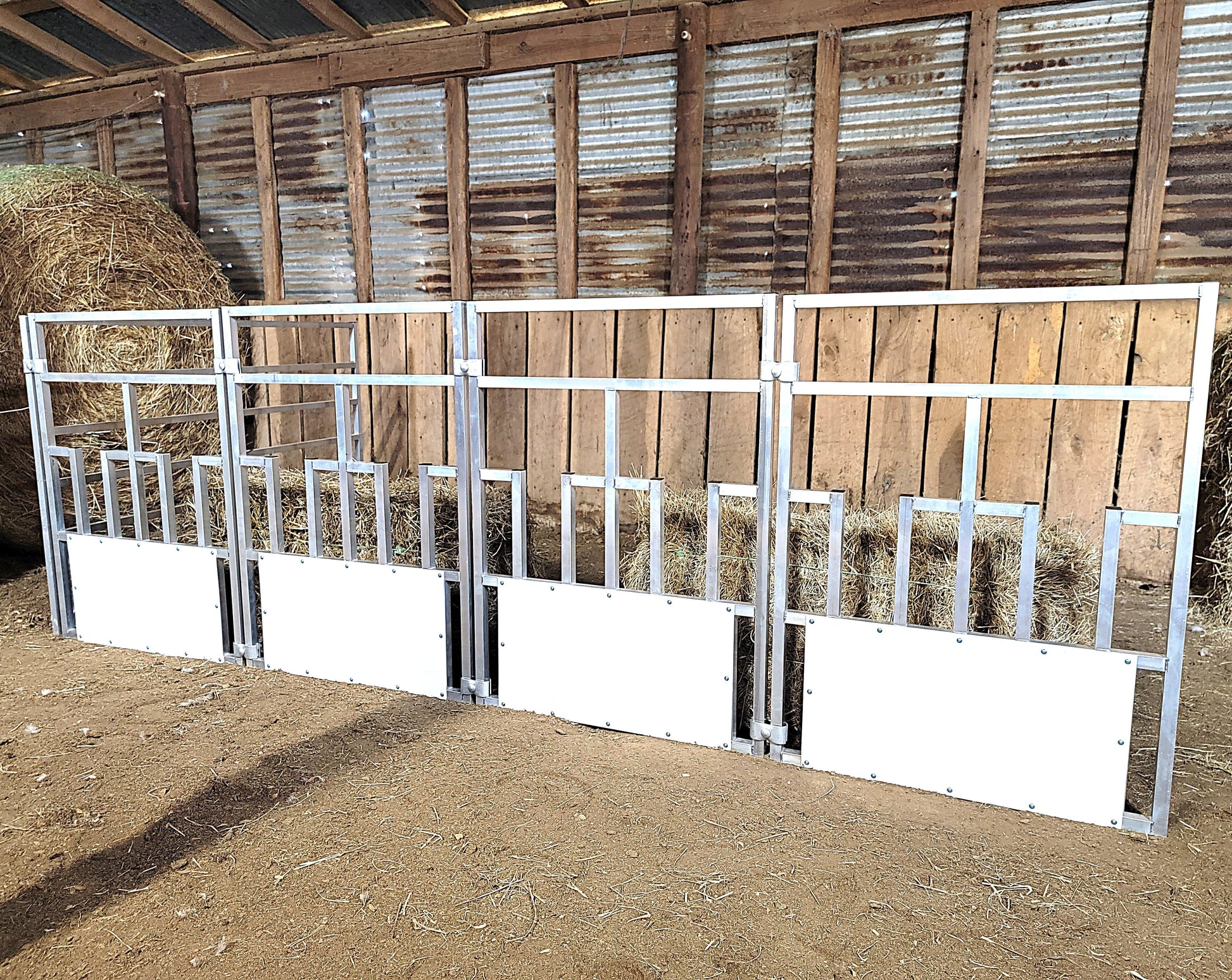 Premium 4 Pack of Aluminum 30" Long by 40" Tall Sheep & Goat Tombstone Style Feeding Panels Square Hay Feeder - Homesteading Supplies for Quail Enthusiasts