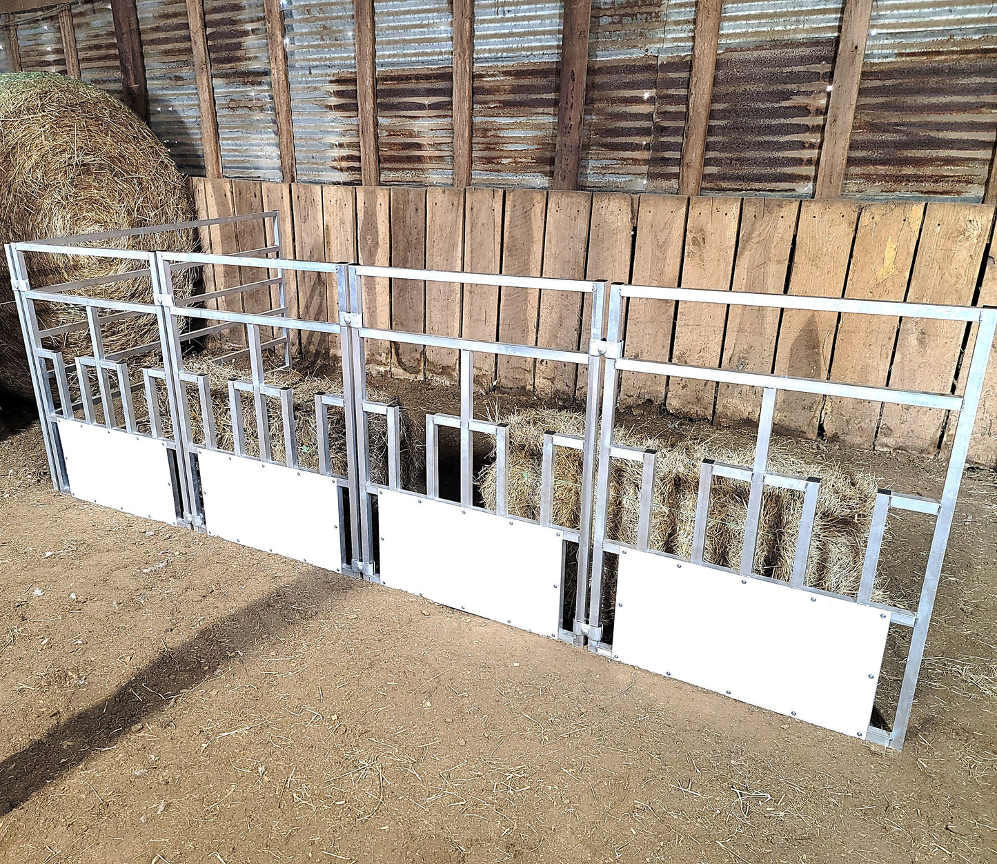 Premium 4 Pack of Aluminum 30" Long by 40" Tall Sheep & Goat Tombstone Style Feeding Panels Square Hay Feeder - Homesteading Supplies for Quail Enthusiasts
