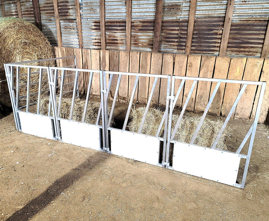4 Pack of Aluminum 30" Long by 40" Tall Sheep & Goat Slant Bar Feeding Panels Square Hay Feeder