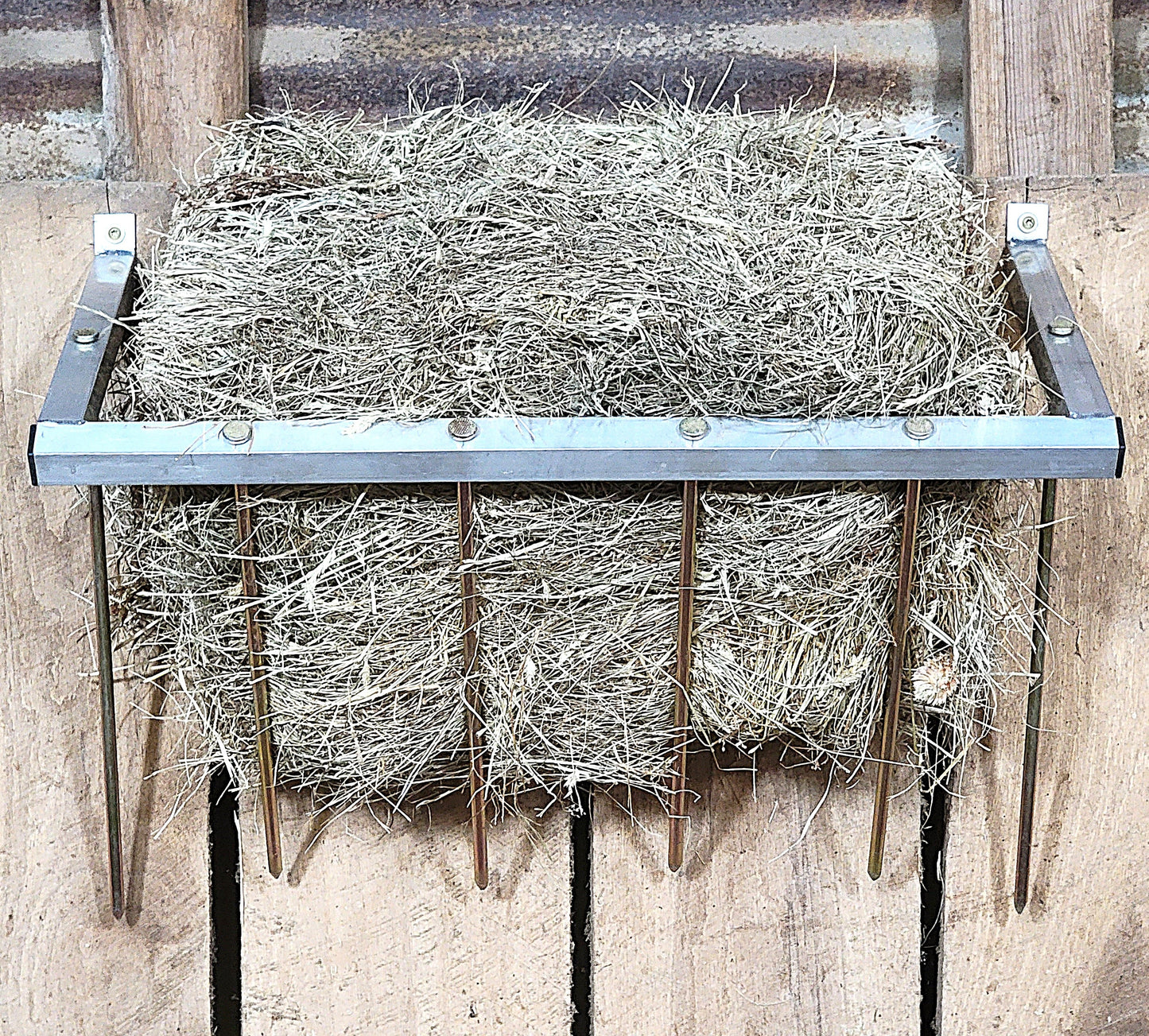 Premium 24 Inch Wall Mounted Sheep & Goat Two Flake Hay Feeder USA Made Aluminum - Homesteading Supplies for Quail Enthusiasts