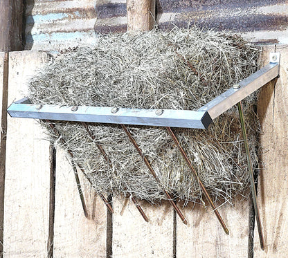 Premium 24 Inch Wall Mounted Sheep & Goat Two Flake Hay Feeder USA Made Aluminum - Homesteading Supplies for Quail Enthusiasts