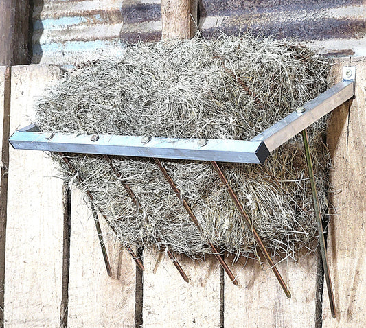 Premium 24 Inch Wall Mounted Sheep & Goat Two Flake Hay Feeder USA Made Aluminum - Homesteading Supplies for Quail Enthusiasts