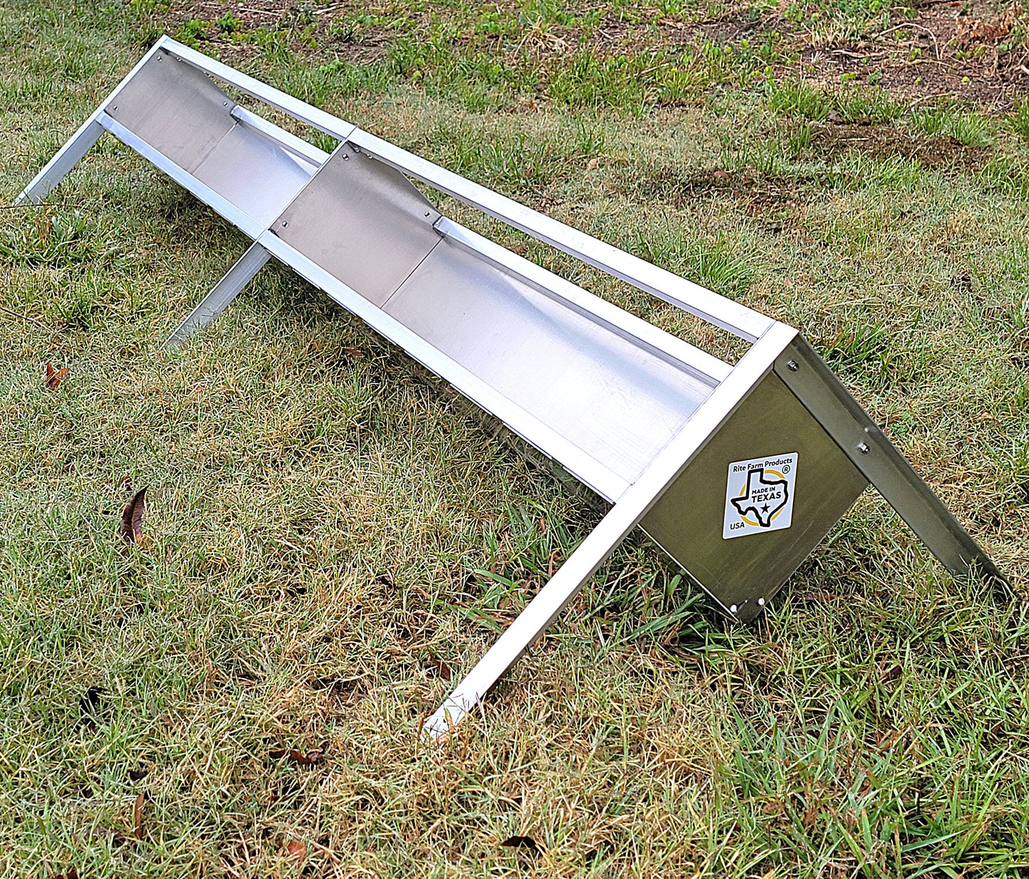 Premium 96 Inch 8 Ft Welded Aluminum Sheep & Goat V Trough Feeder with Anchors USA Made - Homesteading Supplies for Quail Enthusiasts