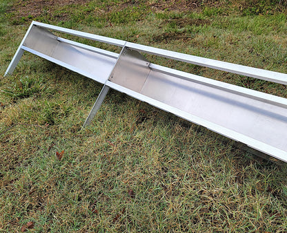 Premium 96 Inch 8 Ft Welded Aluminum Sheep & Goat V Trough Feeder with Anchors USA Made - Homesteading Supplies for Quail Enthusiasts