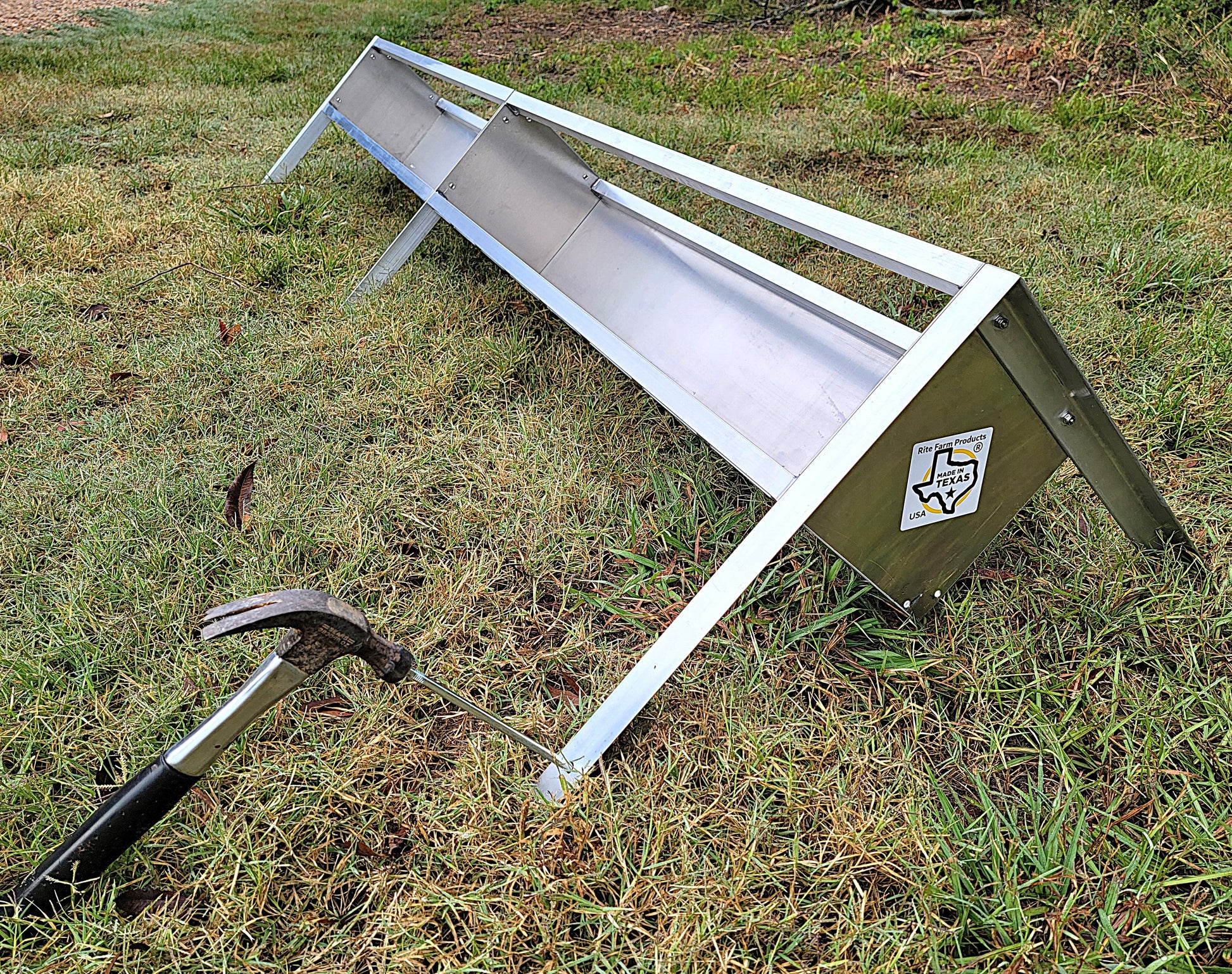 Premium 96 Inch 8 Ft Welded Aluminum Sheep & Goat V Trough Feeder with Anchors USA Made - Homesteading Supplies for Quail Enthusiasts