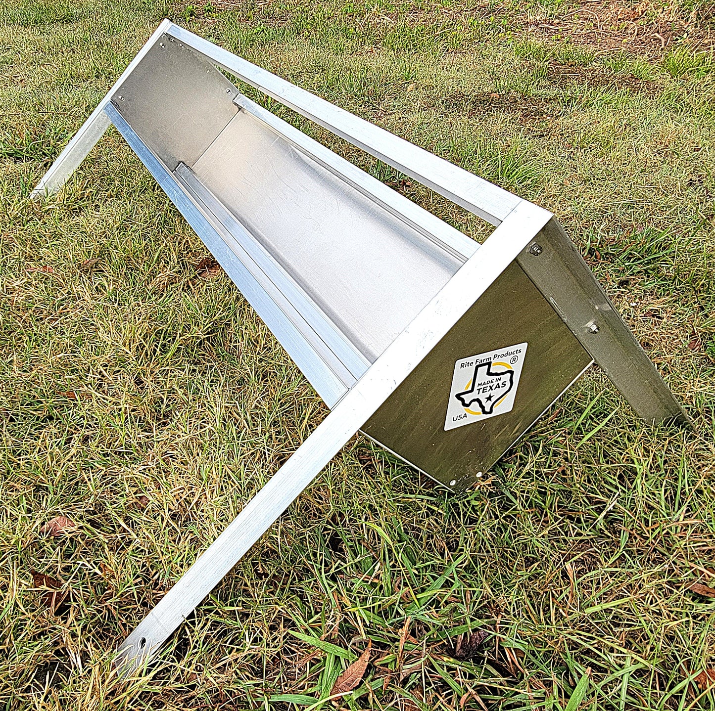 Premium 48 Inch 4 Ft Welded Aluminum Sheep & Goat V Trough Feeder with Anchors USA Made - Homesteading Supplies for Quail Enthusiasts