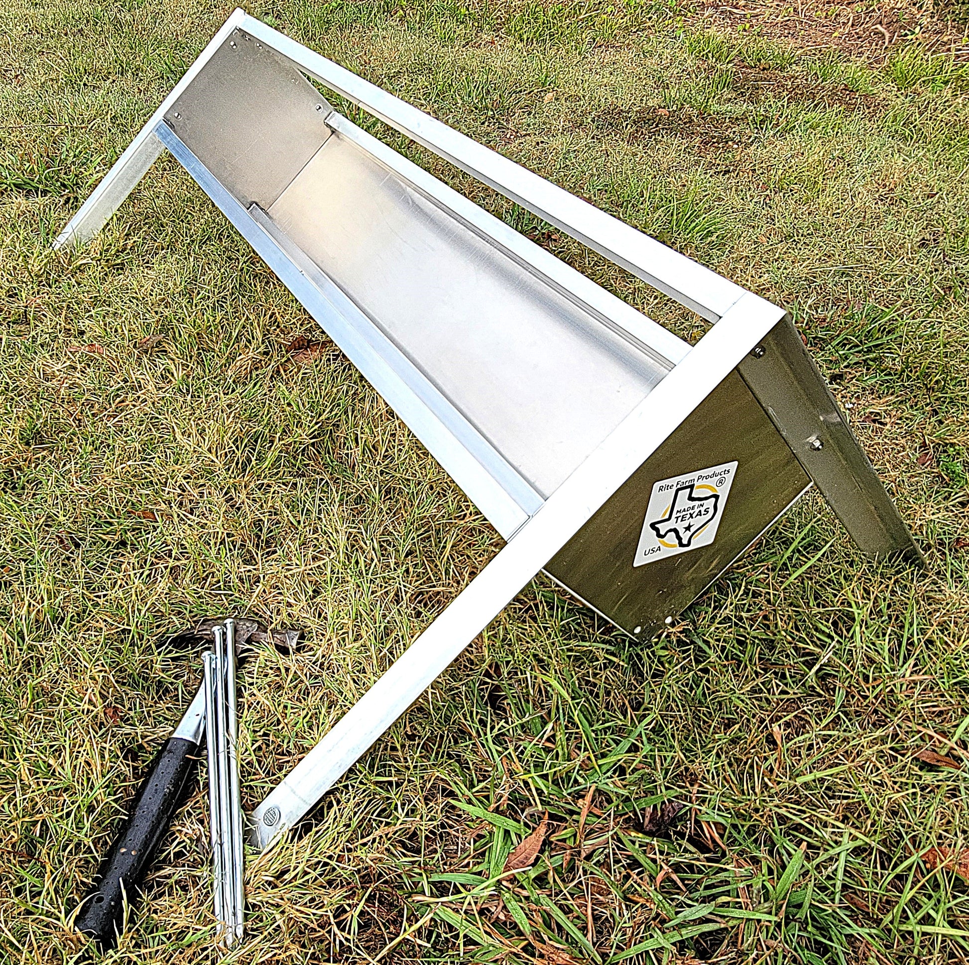 Premium 48 Inch 4 Ft Welded Aluminum Sheep & Goat V Trough Feeder with Anchors USA Made - Homesteading Supplies for Quail Enthusiasts