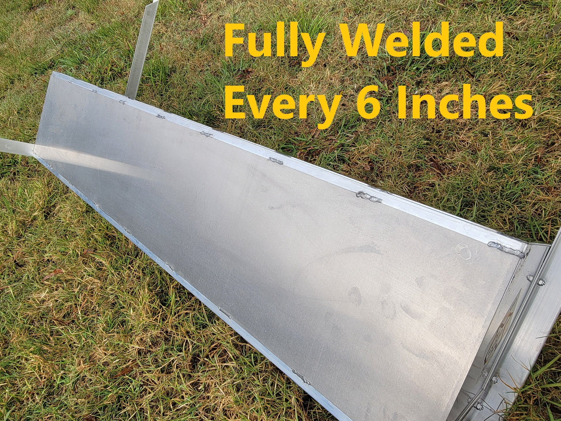 Premium 96 Inch 8 Ft Welded Aluminum Sheep & Goat V Trough Feeder with Anchors USA Made - Homesteading Supplies for Quail Enthusiasts