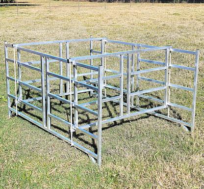 Premium Collapsible Sheep & Goat Aluminum Round Hay Bale Feeder for 4X4, 4X5, & 4X6 Bales Llama Alpaca - Homesteading Supplies for Quail Enthusiasts