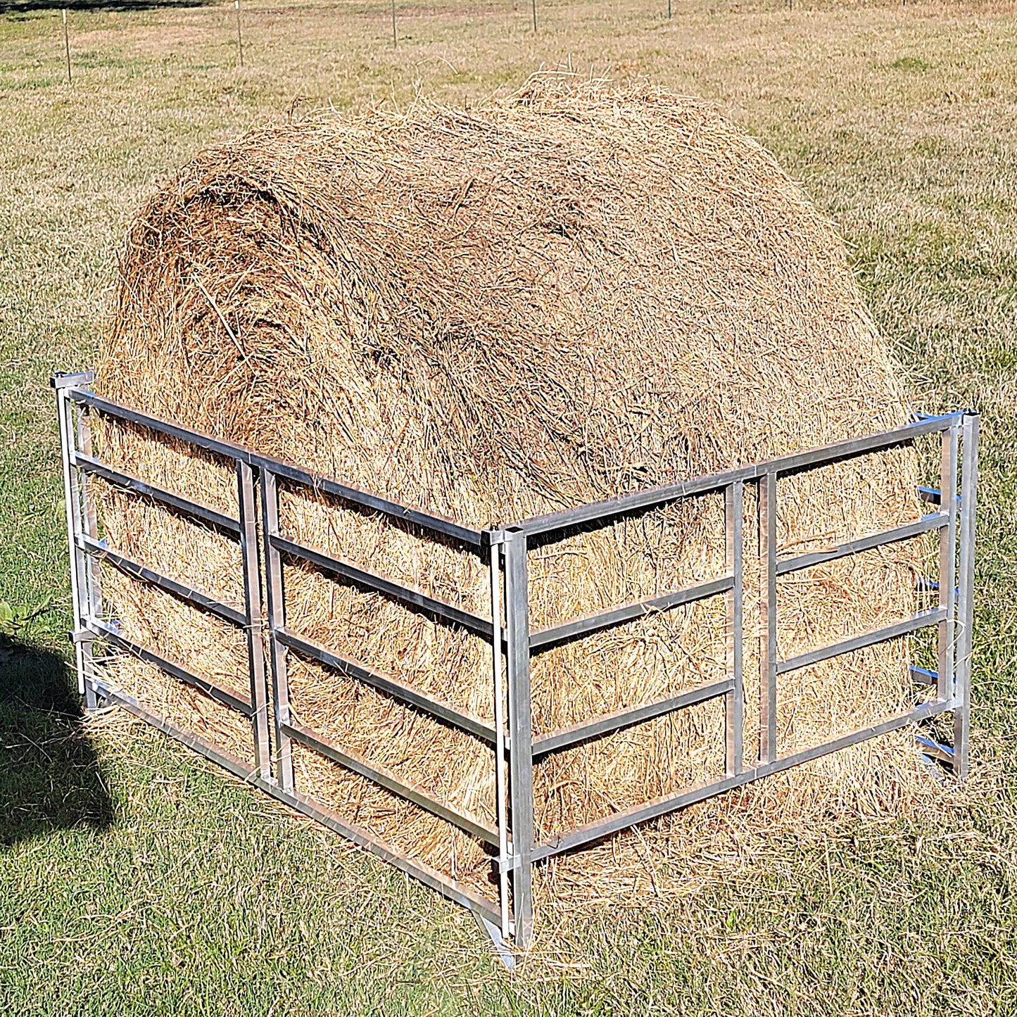 Premium Collapsible Sheep & Goat Aluminum Round Hay Bale Feeder for 4X4, 4X5, & 4X6 Bales Llama Alpaca - Homesteading Supplies for Quail Enthusiasts
