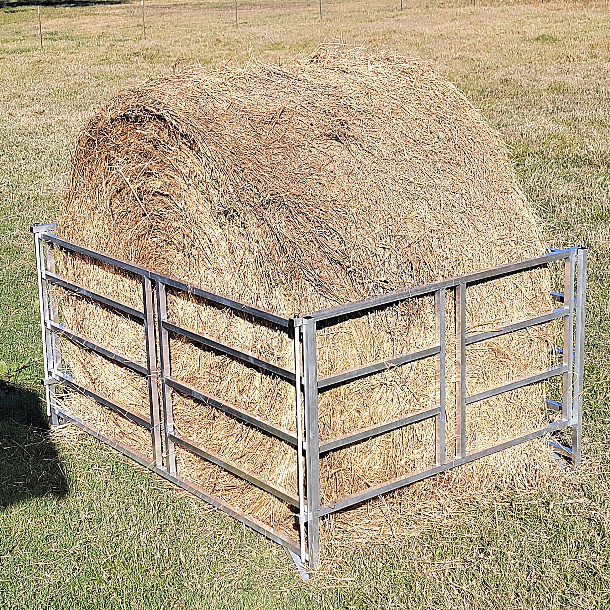 Premium Collapsible Sheep & Goat Aluminum Round Hay Bale Feeder for 4X4, 4X5, & 4X6 Bales Llama Alpaca - Homesteading Supplies for Quail Enthusiasts