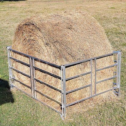 Premium Collapsible Sheep & Goat Aluminum Round Hay Bale Feeder for 4X4, 4X5, & 4X6 Bales Llama Alpaca - Homesteading Supplies for Quail Enthusiasts