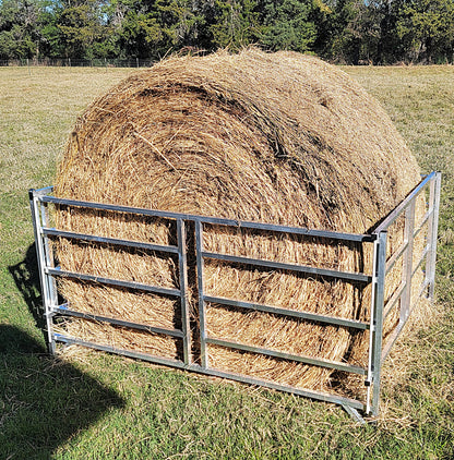 Premium Collapsible Sheep & Goat Aluminum Round Hay Bale Feeder for 4X4, 4X5, & 4X6 Bales Llama Alpaca - Homesteading Supplies for Quail Enthusiasts