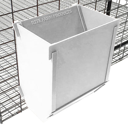 Premium Texas USA Made 6-Inch Cage Hanging Rabbit Feeder with ID Tag for Rabbit Pellet Feed with a Sifter Base - Homesteading Supplies for Quail Enthusiasts