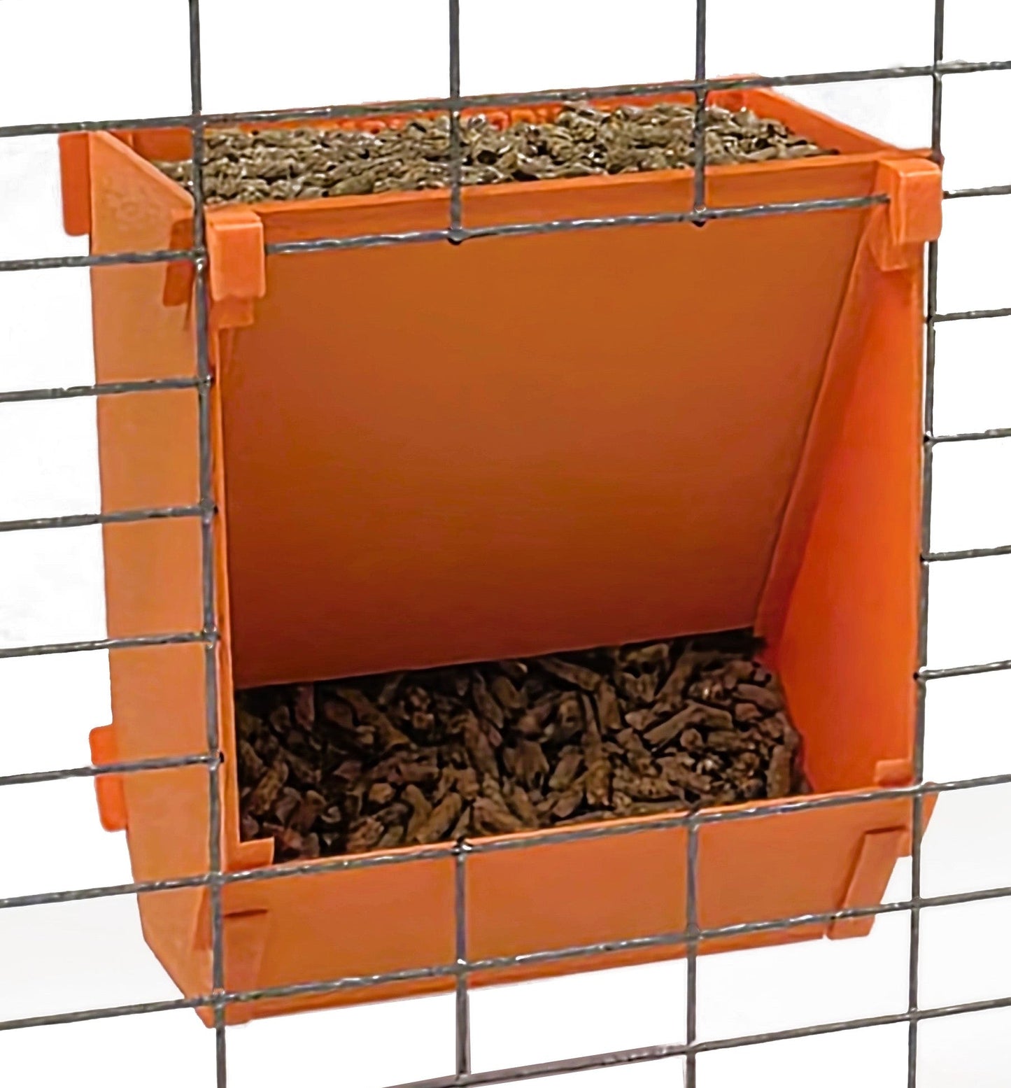 Premium Texas USA Made 6-Inch Cage Hanging Rabbit Feeder with ID Tag for Rabbit Pellet Feed with a Sifter Base - Homesteading Supplies for Quail Enthusiasts