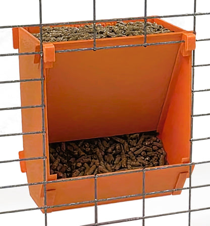 Premium Texas USA Made 6-Inch Cage Hanging Rabbit Feeder with ID Tag for Rabbit Pellet Feed with a Sifter Base - Homesteading Supplies for Quail Enthusiasts