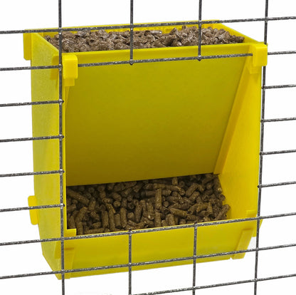 Premium Texas USA Made 6-Inch Cage Hanging Rabbit Feeder with ID Tag for Rabbit Pellet Feed with a Sifter Base - Homesteading Supplies for Quail Enthusiasts
