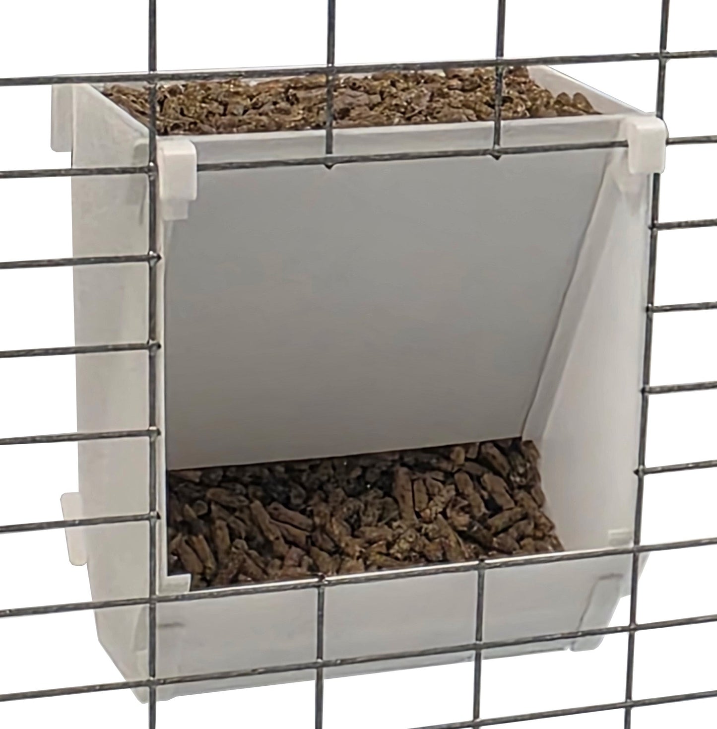 Premium Texas USA Made 6-Inch Cage Hanging Rabbit Feeder with ID Tag for Rabbit Pellet Feed with a Sifter Base - Homesteading Supplies for Quail Enthusiasts