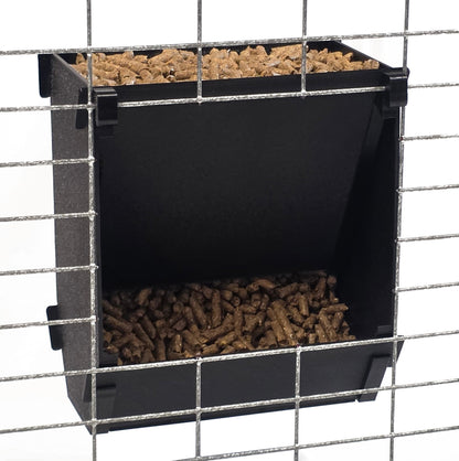 Premium Texas USA Made 6-Inch Cage Hanging Rabbit Feeder with ID Tag for Rabbit Pellet Feed with a Sifter Base - Homesteading Supplies for Quail Enthusiasts
